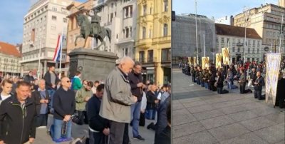 KRUNICA U CENTRU ZAGREBA: Muškarci klečali i molili na Trgu bana Josipa Jelačića
