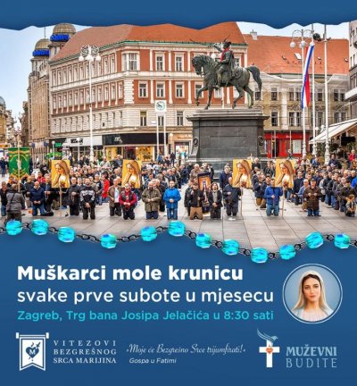 U subotu muškarci mole krunicu u Zagrebu i drugim hrvatskim gradovima