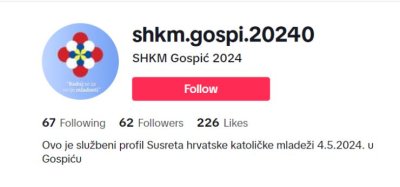 Otvoren Tik Tok profil Susreta hrvatske katoličke mladeži u Gospiću