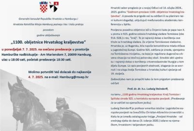 PONOSNA OBLJETNICA I IZVAN DOMOVINE: Hrvatska slavi 1100 godina kraljevstva u srcu Njemačke